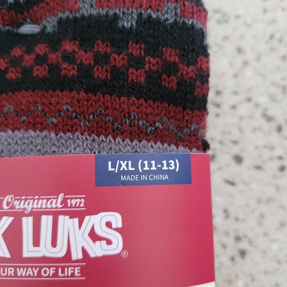 MUK LUKS Mens Slipper Cabin Socks Size L/XL 11-13 Warm Cozy Lining Non Slip Sole